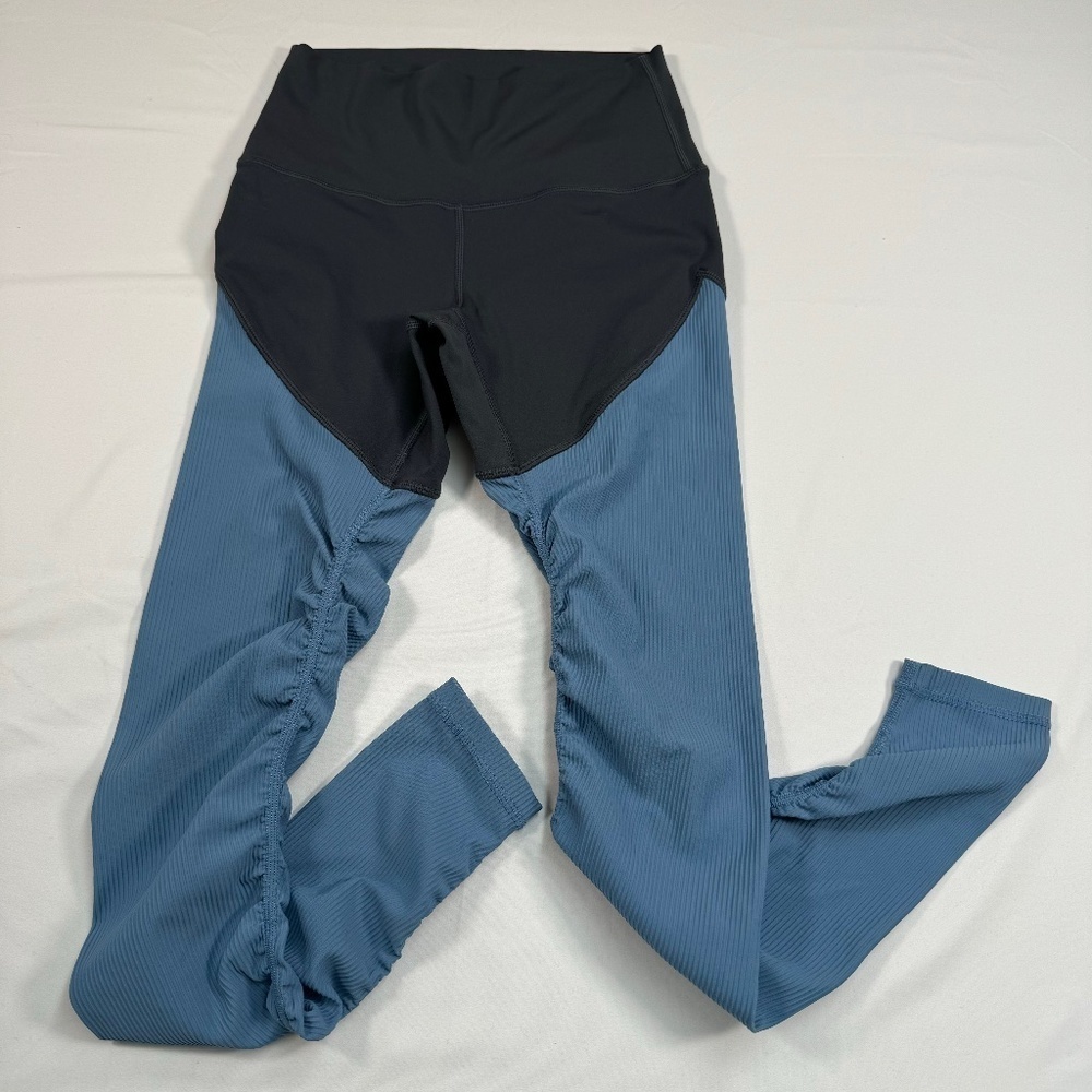 Zyia Storm Parallel Lux Ribbed Leggings Womens Size 0 Blue Gray High Rise